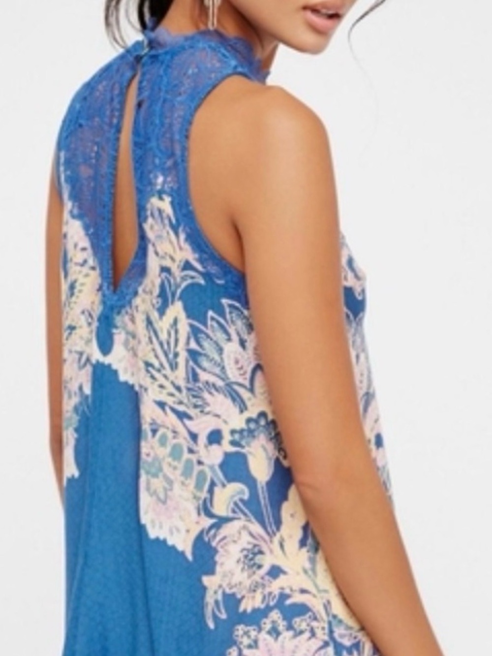 Free People Marsha Blue Floral Lace Mini Dress - Picture 3 of 4